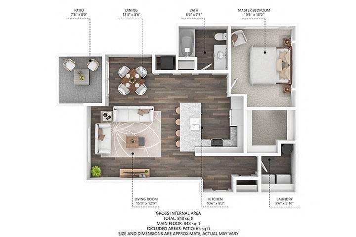 1 bedroom 1 bath M at Stonegate Crossing Apartments, Clive, IA, 50325