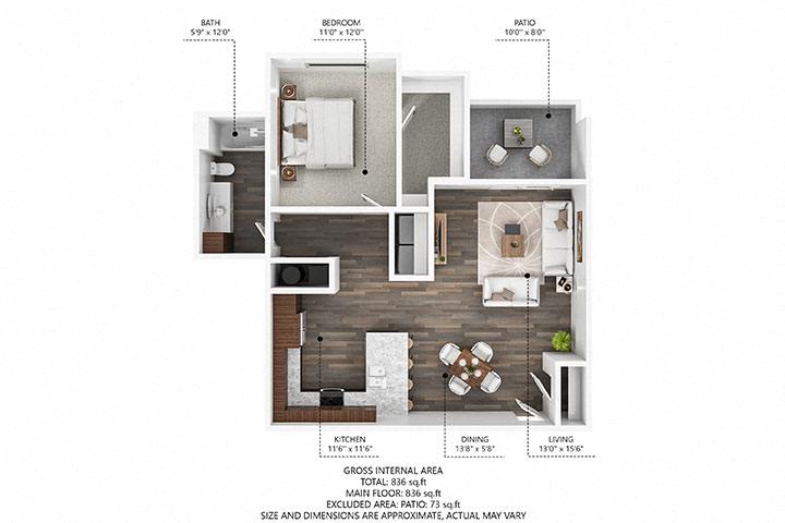 1 bedroom 1 bath H at Stonegate Crossing Apartments, Clive, 50325