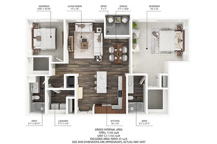 2 bedroom 2 bath F at Stonegate Crossing Apartments, Clive, IA