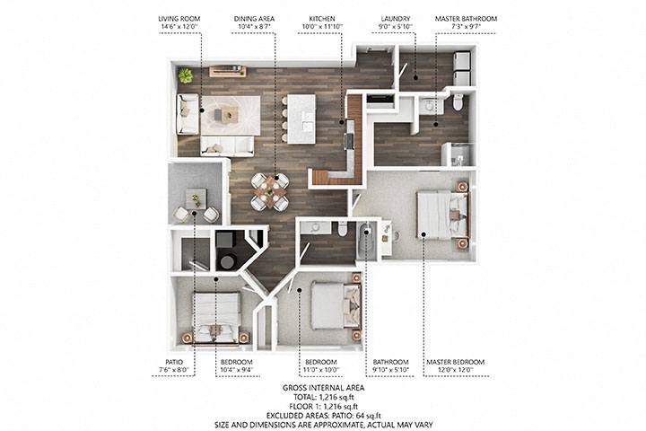 3 bed 2 bath J at Stonegate Crossing Apartments, IOWA, 50325