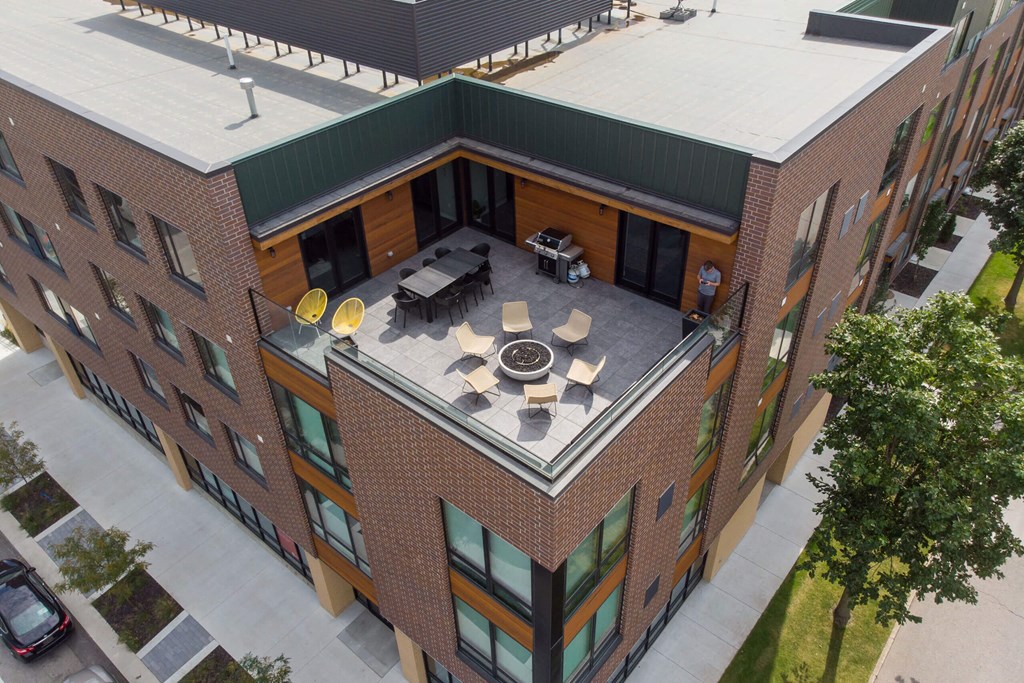 Aerial Building View at Canary Lofts, Des Moines, IA