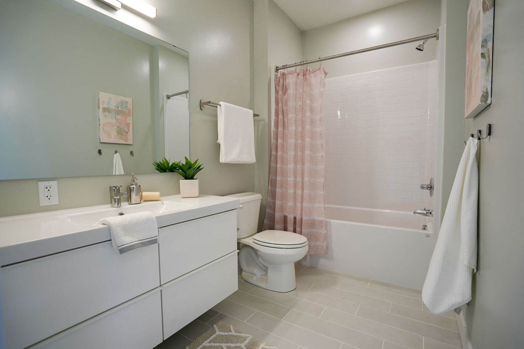 Bathroom With Bathtub at Canary Lofts, Des Moines, Iowa