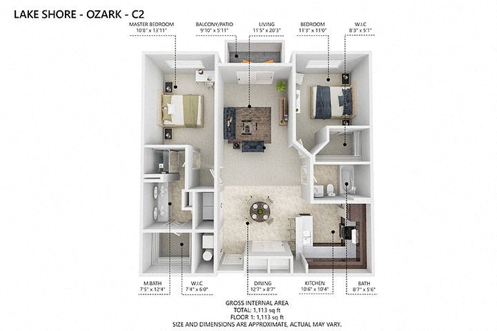 C2 Floor Plan at Lake Shore Apartments, Ankeny