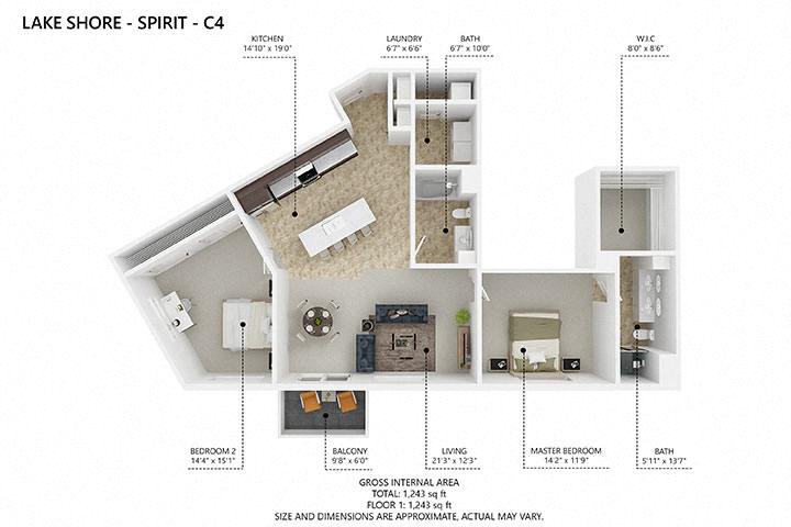 C4 Floor Plan at Lake Shore Apartments, Ankeny, 50021