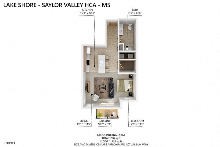 M5 Floor Plan at Lake Shore Apartments, Ankeny