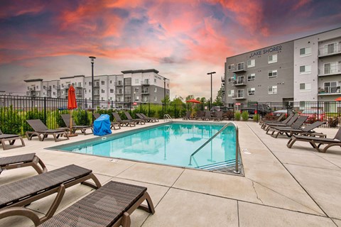 Twilight Pool at Lake Shore Apartments, Ankeny, IA
