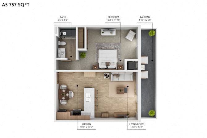A5 Floor Plan at City Square Lofts, Des Moines Iowa  