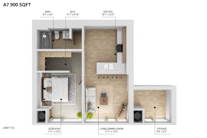 A7 Floor Plan at City Square Lofts, Des Moines, IA