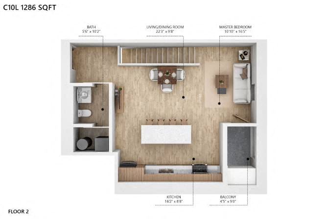 C10 Floor Plan at City Square Lofts, Des Moines  