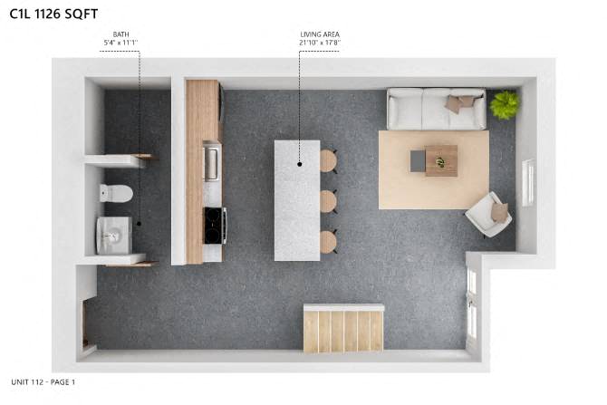 C1L Floor Plan at City Square Lofts, Des Moines, IA  
