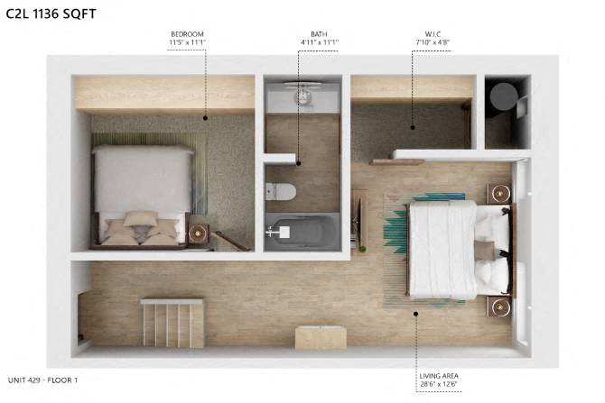 C2L Floor Plan at City Square Lofts, Des Moines, IA, 50309