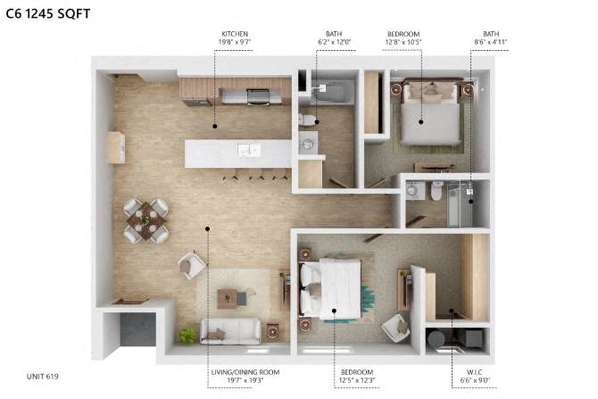 C6 Floor Plan at City Square Lofts, Iowa
