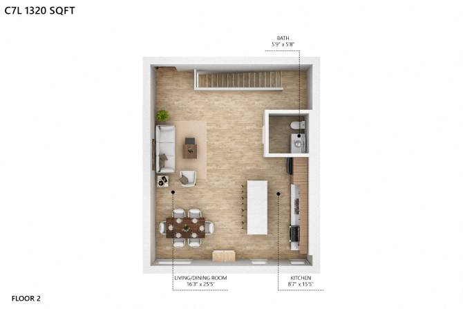 C7L Floor Plan at City Square Lofts, Des Moines, IA 50309  