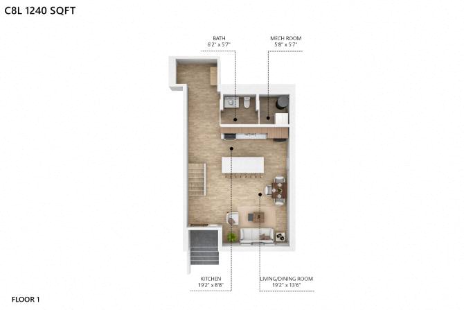 C8L Floor Plan at City Square Lofts, Iowa, 50309