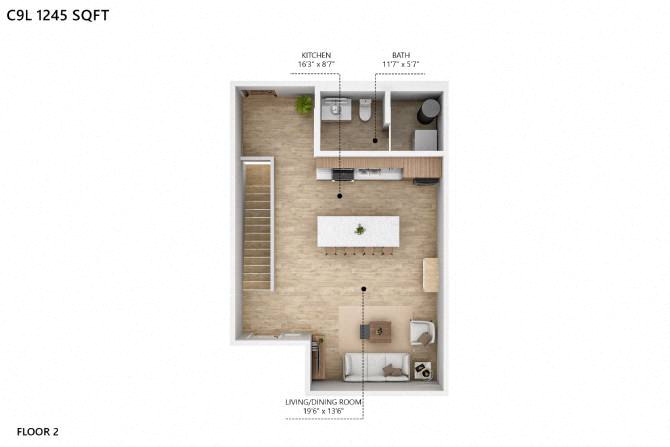 C9L Floor Plan at City Square Lofts, Des Moines, 50309  