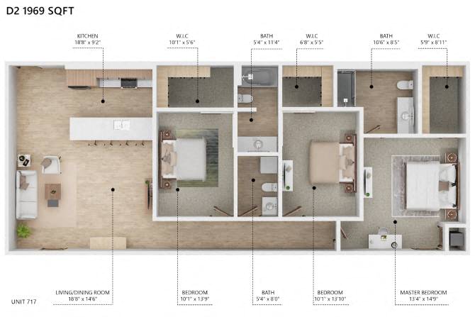 D2 Floor Plan at City Square Lofts, Iowa  