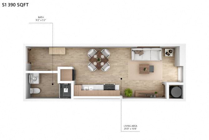 S1 Floor Plan at City Square Lofts, Des Moines  
