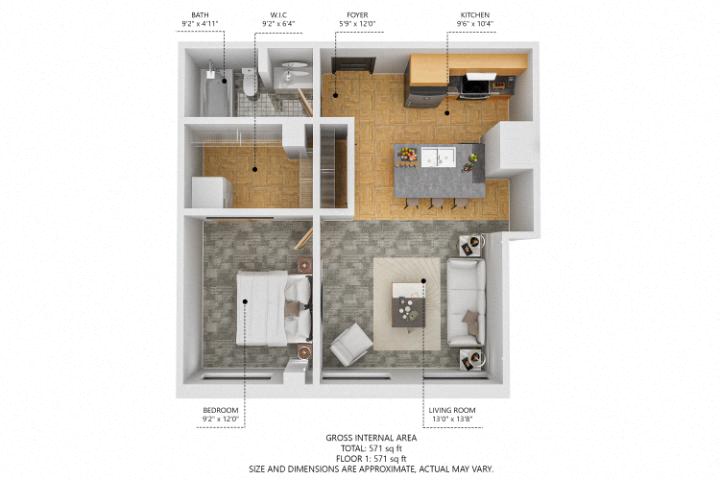 A2 1Bed 1Bath at The Des Moines Building Apartments, IA, 50309