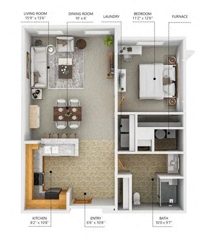 A2-60 Floor Plan at Cornerstone Commons, Iowa  