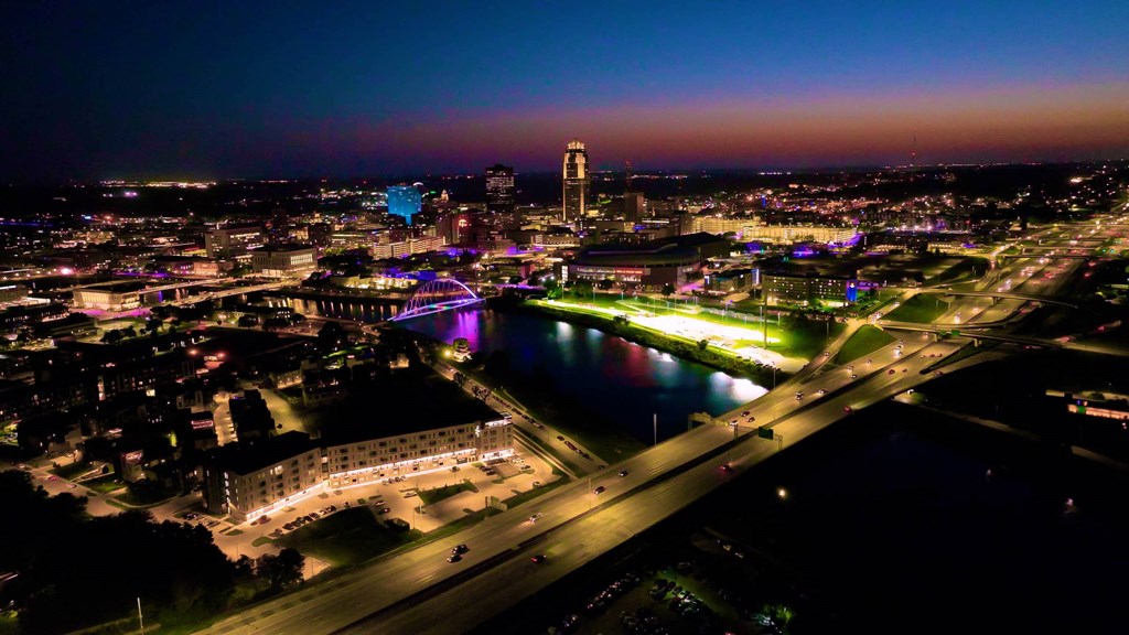 City View In Night at Level, Des Moines  