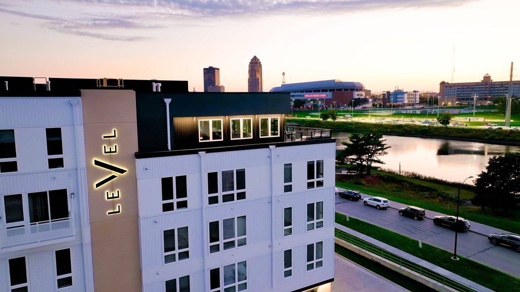 Building Exterior at Level, Des Moines Iowa   