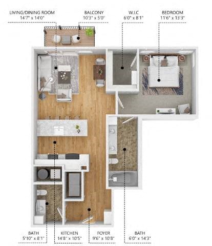 A10 Floor Plan at Level, Iowa, 50309