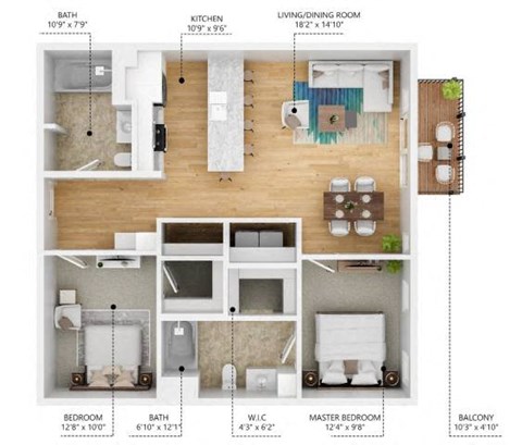 C1 Floor Plan at Level, Des Moines Iowa   