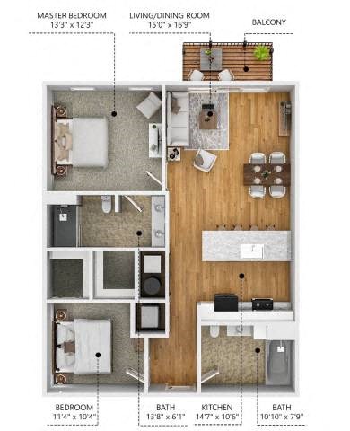 C3 Floor Plan at Level, Iowa, 50309