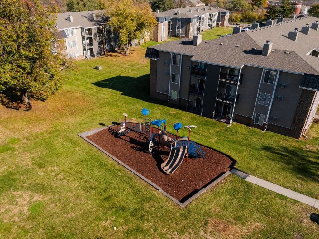 Aerial Playground View Aerial Playground View at Hamlet Apartments, West Des Moines, IA