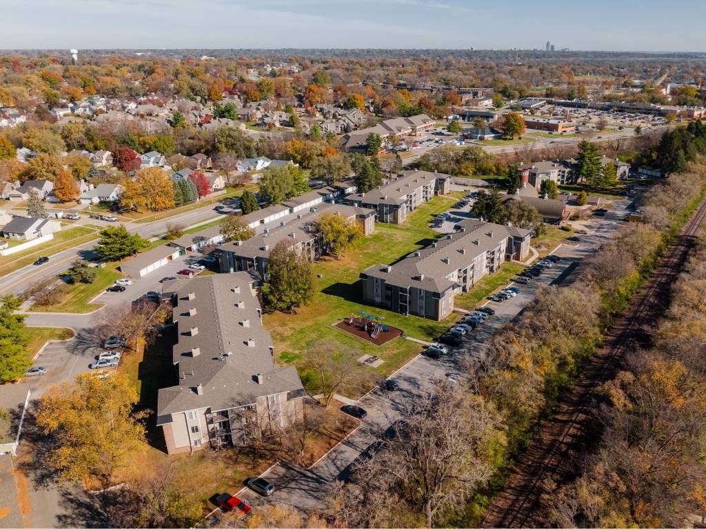 Aerial Community View at Hamlet Apartments, West Des Moines, 50265