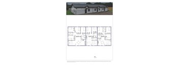 A floor plan for a harvest house is shown with three suites.