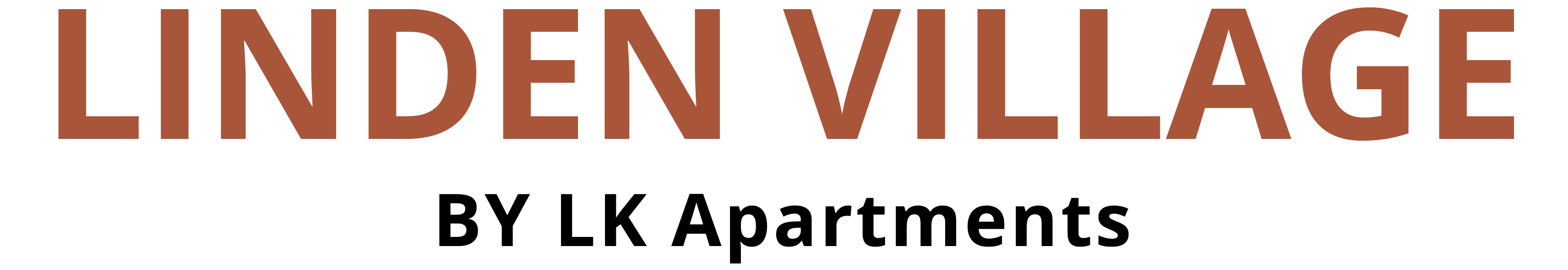 The image is a logo for Linden Village by LK Apartments.