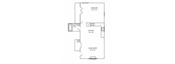 floor plan of a 1 bedroom 1 bathroom unit