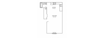 floor plan of a studio unit with 1 bathroom