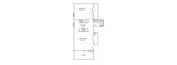floor plan of a 1 bedroom 1 bathroom unit