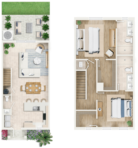 two views of a floor plan of a house