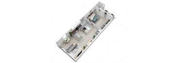 a floor plan with a bedroom and a living room