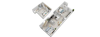 two floor plan of a house with two bedrooms and a living room