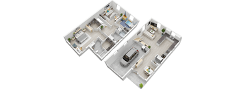 floor plan of a house with a car