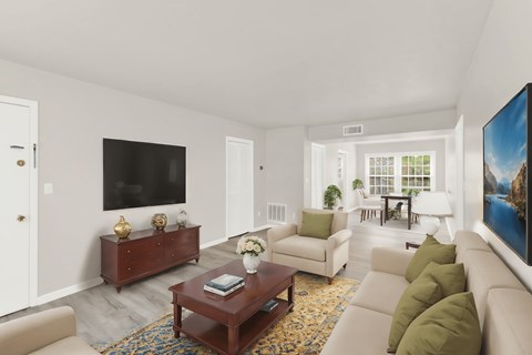 a living room with a couch and a coffee table