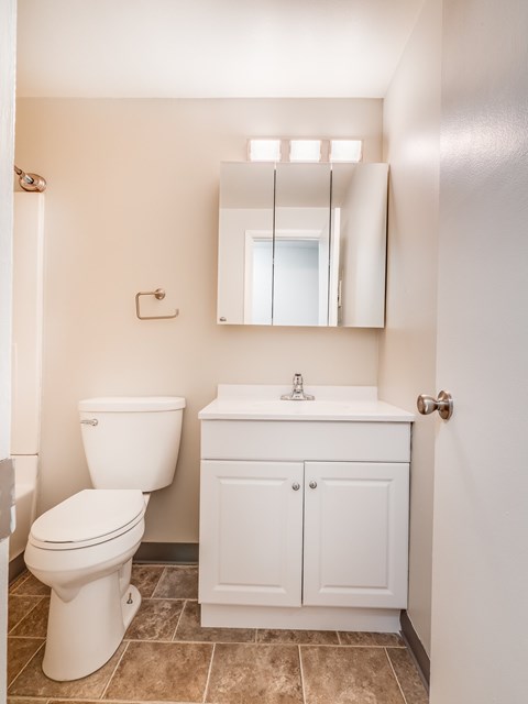 A white toilet and sink in a bathroom.