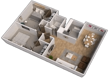 a floor plan of a house with a bedroom and a living room