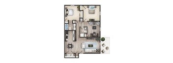a floor plan of a house with a bedroom and a living room