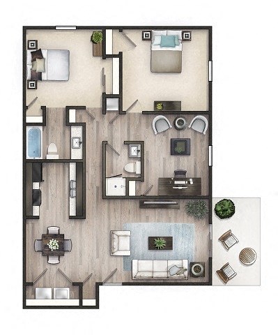 a floor plan of a house with a bedroom and a living room