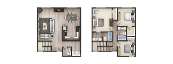 a floor plan of a house with a bedroom and a living room
