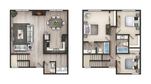 a floor plan of a house with a bedroom and a living room
