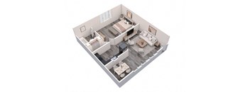 a floor plan of a home with a bedroom and a living room