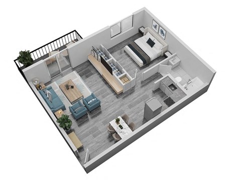 a floor plan of a house with a bedroom and a living room