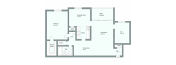 A floor plan of a house with a breakfast room, dining room, living room, and kitchen.
