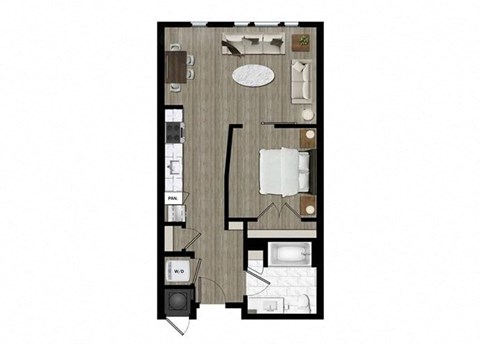 a floor plan with a bedroom and a bathroom